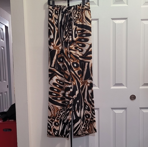 Dvf Denise Silk Pants in Abstract Wing Black Size Medium - Picture 3 of 12